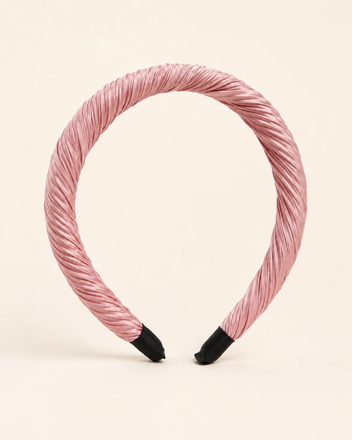 Silk Accessory 8 Soft pink pleated silk headband with elegant textured fabric design