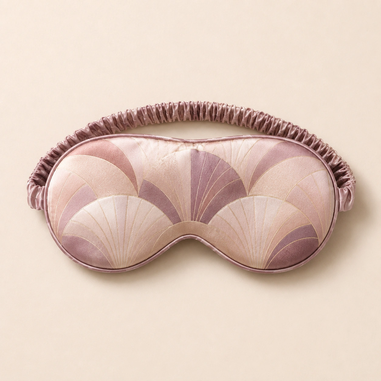 Silk Accessory 18 Pink Art Deco silk sleep mask with geometric luxury pattern and soft elastic strap