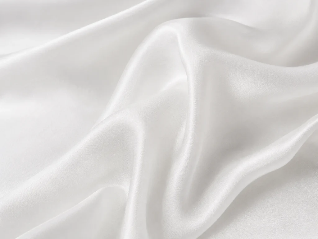 White silk georgette fabric closeup with textured surface and elegant folds