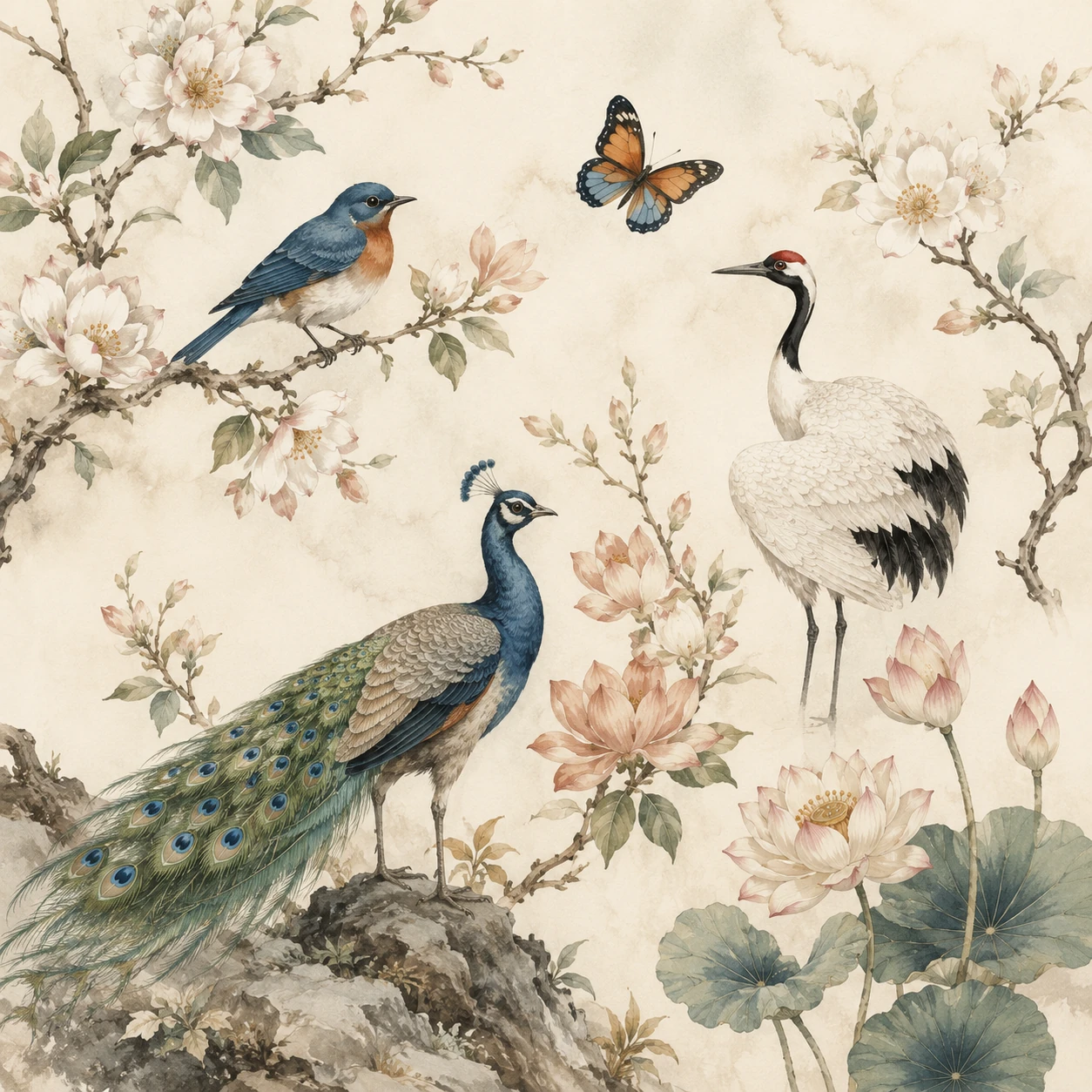 birds animal motifs pattern