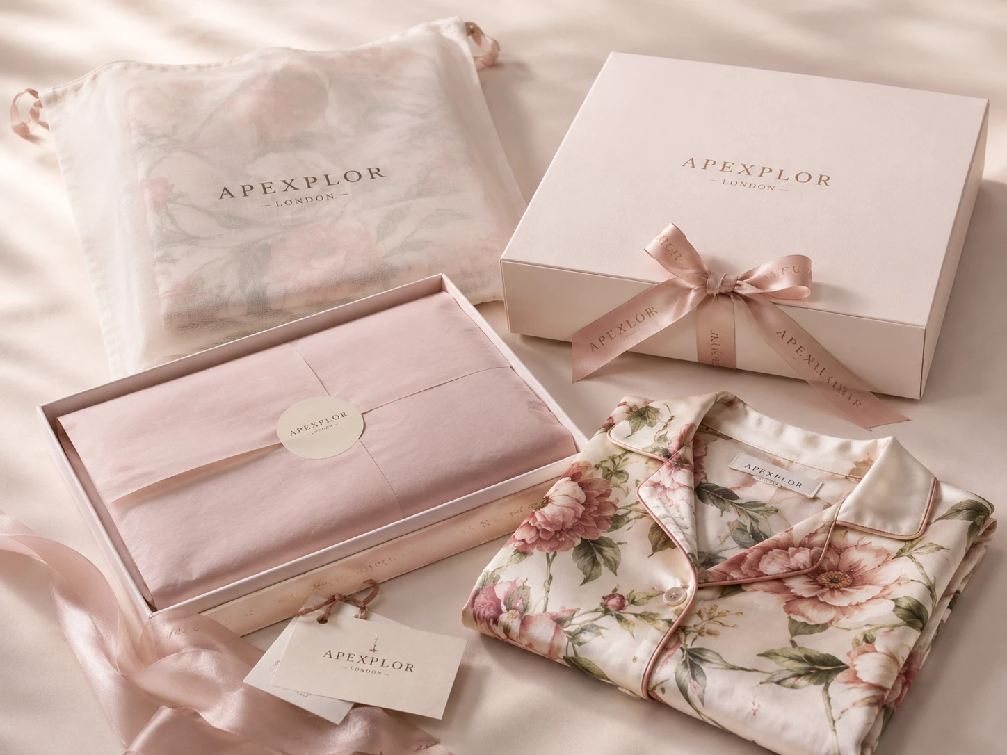 Custom silk garment packaging with luxury boxes, garment bags, and branded wrapping for fashion products