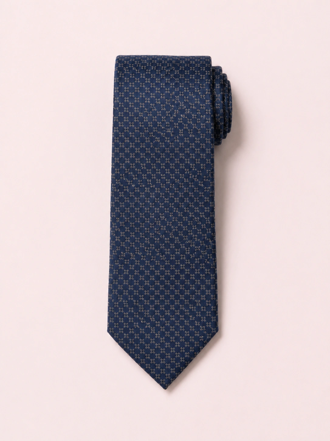Silk Tie 17 Custom navy silk tie with subtle geometric pattern for business meetings and professional fashion collections