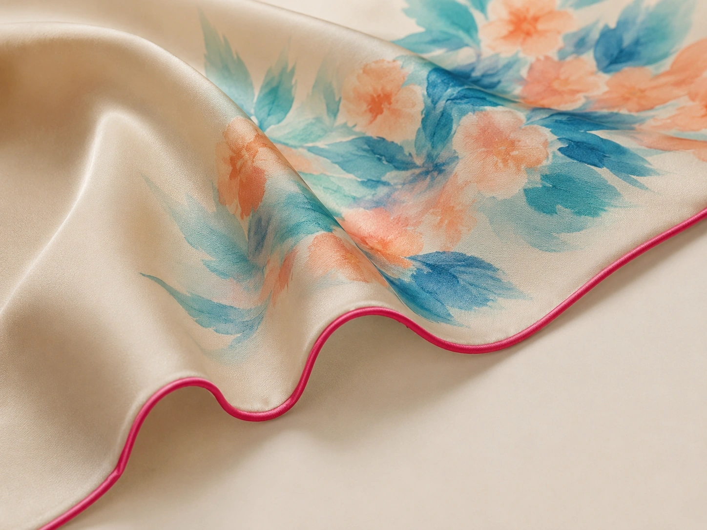 Silk Scarf 21 silk scarf hand rolled hemming detail