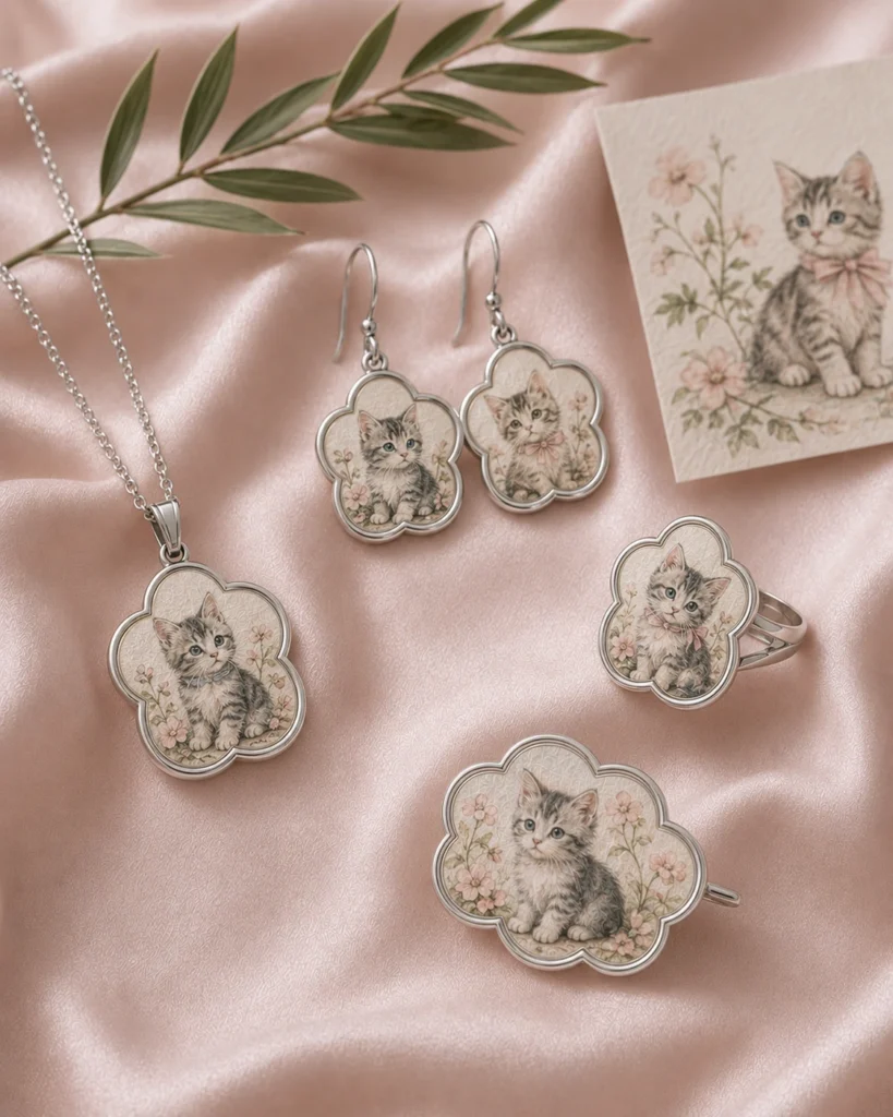 White floral pattern custom silk jewelry accessories
