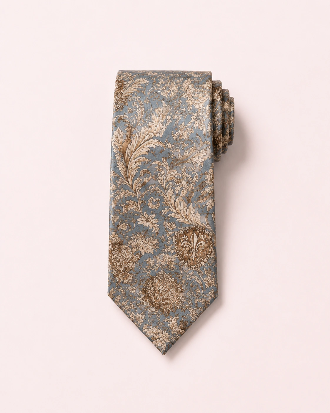 Vintage baroque style printed silk tie with elegant pattern