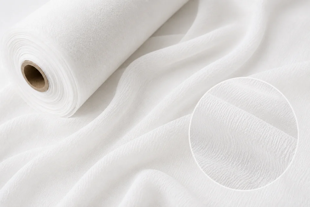 white silk cotton fabric roll texture detail