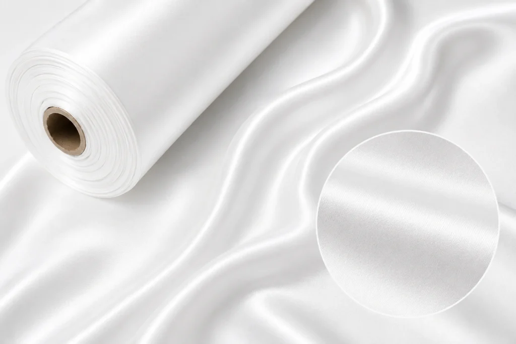 white silk georgette fabric roll texture detail