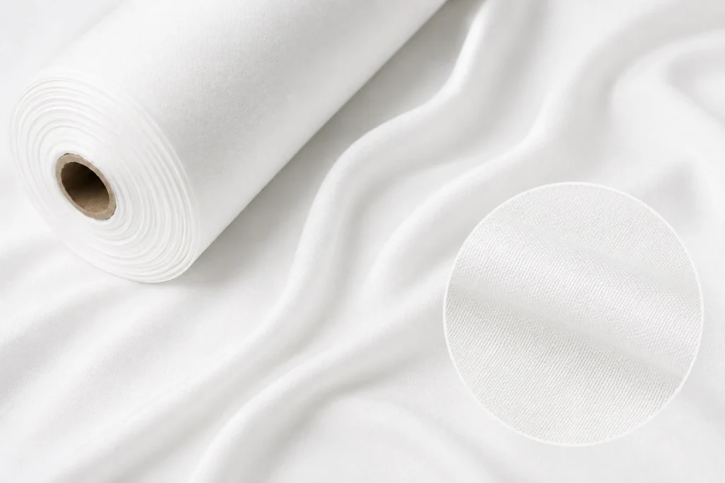 white silk satin fabric roll texture detail